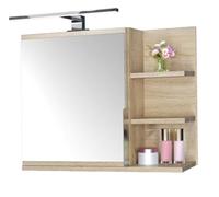 Mobiletto a specchio 60x50 sonoma, mobiletto da bagno con ripiani, specchio da bagno, mobiletto sospeso, mobiletto da parete LAMPADA LED - Destra