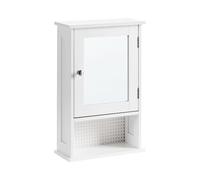 Mobiletto a specchio da bagno a parete in MDF bianco con vano contenitore