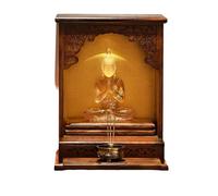 Mobiletto altare buddista in legno di teak da parete, mensola intagliata a mano con piastra di estrazione, tavolo da meditazione for l'arredamento di casa e ufficio