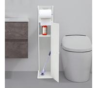 Mobiletto angolare da bagno con anta e ripiani, accanto al porta carta igienica per mobiletto per carta igienica sottile e stretto, 7,48 * 7,48 * 30,31 pollici, bianco DescrizioneTi preoccupa ancora d