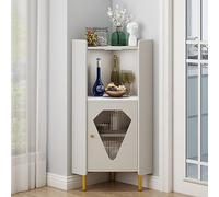 Mobiletto Angolare da Pavimento con Ante, Mobiletto Angolare Portaoggetti, Libreria Angolare, Espositore for Curiosità, Tavolo Angolare, Altezza Regolabile, Staffa in Metallo, Salva Spazio(Gold,40x40x