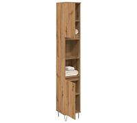 Mobiletto Bagno Artigianale in Legno Ingenerizzato con Ampio Spazio e Design Salvaspazio, Mobili Bagno Moderno, Cassettiera Bagnos Pratica, Adatto a Bagno e WC, Rovere Artisan, 30x30x190 cm