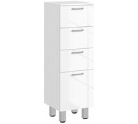 Mobiletto Bagno In Truciolato Con 4 Cassetti E Base Rialzata, 30x30x93 Cm, Bianco