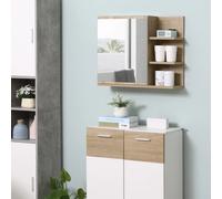 Mobiletto bagno Kleankin con specchio con 3 ripiani aperti 60x18x50 cm naturale
