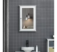 Mobiletto Bagno Pensile con Specchio e Anta a Chiusura Magnetica, 41x14x60cm - Bianco