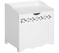 Mobiletto Bagno Portabiancheria in Legno 55x34x58 cm Floreale Bianco