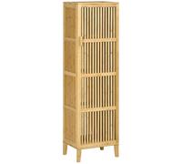 Mobiletto Bagno Salvaspazio 1 Anta 4 Ripiani Moderno 40x30x140 cm Legno DecHome