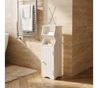 Mobiletto Bagno Salvaspazio 1 Anta e Porta Rotolo 19x15x56 cm Bianco DecHome