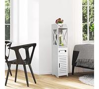 Mobiletto Bagno Salvaspazio in Plastica 4 Altezze Porta Rotolo Carta Igienica da Terra | Organizer Bagno, Cucina, Dispensa, Lavanderia-20 * 20 * 80cm bianco