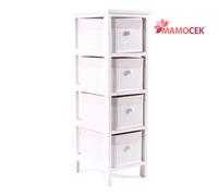 MOBILETTO Cassettiera legno bambù 4 cassetti 26x32 h81 stretta mobile shabby