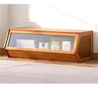 Mobiletto/Comodino impilabile in bambù con Ante a ribalta in Acrilico; vetrina salvaspazio Adatta a cucine, Dispense e soggiorni (Marrone, 86 cm).