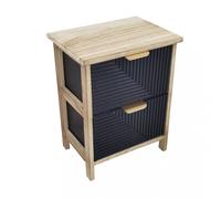 Mobiletto comodino in legno con due cassetti design compatto 34x25xH43,5 cm Claiton