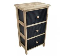 Mobiletto comodino in legno con tre cassetti per interno fisso nero e beige 34x25xH60 cm Artec