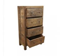 Mobiletto comodino in legno riciclato con 4 cassetti 70x40x130 cm