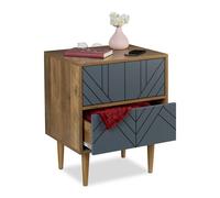Relaxdays Armadietto Mobiletto con 2, Salotto e Camera da Letto, 59,5x48x39,5 cm, Sideboard, Cassetto, Marrone Grigio, Legno