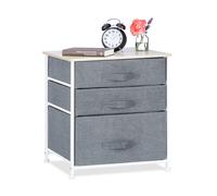 Relaxdays 10023328_491 Mobiletto con 3 Cassetti, Mobile Cassettiera, HxLxP: 53 x 48 x 40 cm, Tessuto, Metallo, Legno, Grigio 53x48x40 cm, Poliestere