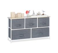 Relaxdays 10023328_493 Mobiletto con 5 Cassetti, Mobile Cassettiera, HxLxP: 54,5 x 100 x 30 cm, Tessuto, Metallo, Legno, Grigio, HLP, 5x100x30 cm, Acciaio