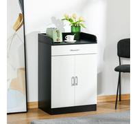 Mobiletto con Cassetto di Legno, con Ripiano Regolabile, Mobiletto da Cucina Salvaspazio, Soggiorno e Anticamera, in Legno MDF, 60x40x90cm, Bianco e Nero