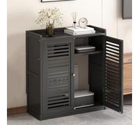 Mobiletto Copritermosifone, Copri Termosifone Moderno, Scatola Nascosta for Router WiFi, Mobiletto Portaoggetti for Dispositivi Multimediali Domestici, Ripiano a Due Piani(Black,Small)