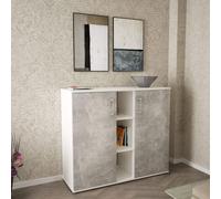 Mobiletto credenza da interno ingresso salotto in legno con 2 ante e 12 ripiani Linea Classic