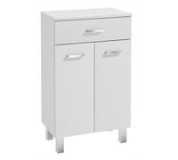 Deftrans Domodomo mobile bagno - 85 x 50 x 30 cm bianco con ripiano mobile da bagno laccato con cassetto, mobiletto bagno multiuso, armadietto bagno