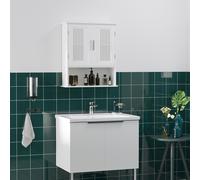 Mobiletto da Bagno a Muro Salvaspazio con Armadietto e Ripiano, 60x20x70 cm, Bianco
