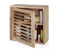 Relaxdays Mobiletto da Bagno Pensile, in Legno di Noce, HxLxP: 42 x 42 x 18 cm, Armadietto a Muro, 2 Scomparti, Naturale, 1 pz