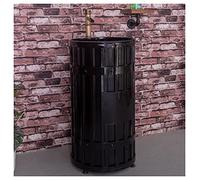 Mobiletto da bagno con lavabo in stile industriale, mobile da pavimento sotto il lavandino, con rubinetto e scarico, 45,7 x 45,7 x 86,9 cm, rosso (nero senza specchio