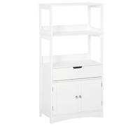 Mobiletto da Bagno con Mensole 2 Ante 1 Cassetto 60x33x122,5 cm in Legno Bianco