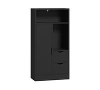 MOBILETTO DA BAGNO HOMCOM IT834-860V81BK - Armadio in pannello truciolare nero con 1 porta e 2 ripiani