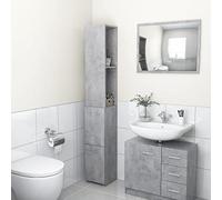 Mobiletto da Bagno in Legno Multistrato Grigio Cemento, 25x26.5x170 cm, con Ampio Spazio per Asciugamani e Carta Igienica, Design Elegante e Facile da Pulire, Assemblaggio