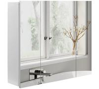 Mobiletto da bagno Kleankin con pensile a specchio per bagno con 3 ante e ripiani interni regolabili 70X15X60 cm Bianco