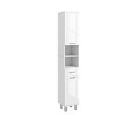 MOBILETTO DA BAGNO KLEANKIN IT834-622V80WT - Armadio in truciolato bianco lucido con 2 porte e 6 ripiani