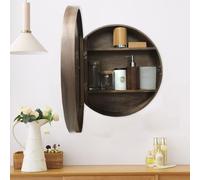 Mobiletto da bagno moderno con specchio, tecnologia antideflagrante, facile da installare, contenitore rotondo da parete, varie misure (50/60/70 cm) per WC