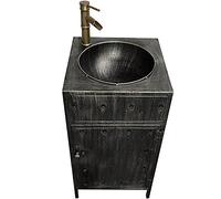 Mobiletto da bagno moderno singolo autoportante in stile industriale con lavabo con lavandino e scarico, 454585 cm, bronzo (argento senza specchio)