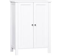 Mobiletto Da Bagno Salvaspazio, Armadietto Da Bagno Multiuso Con Armadietto 2 Ripiani 2 Ante Maniglie In Mdf 60 X 30 X 80cm Bianco