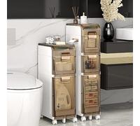 Mobiletto da Bagno Stretto e Sottile a 2 Ripiani - Organizzatore autoportante con Ruote, cassetti Impermeabili e Maniglie per Piccoli spazi, Ideale per riporre Biancheria e Come Porta Carta