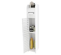 Mobiletto da bagno, supporto per carta igienica con armadio e ripiani regolabili, 17 x 15 x 78 cm, bianco