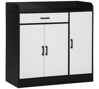 Mobiletto da Cucina 90x40x90 cm 2 Armadietti 1 Cassetto Bianco e Nero