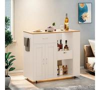 Mobiletto da cucina a isola da cucina, carrello da cucina con portasciugamani e cassetti, carrello da cucina con piano di lavoro, tavolo con portaspezie, isole portatili su ruote per soggiorno ESS