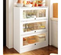 Mobiletto da cucina bianco a 2/3/4/5 ripiani ausiliari mobili da cucina in vetro porta dispensa organizzatore moderno sala da pranzo credenza 60 x 30 x 101 cm design salvaspazio