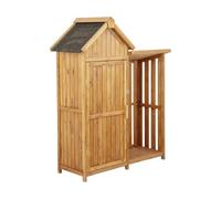 Mobiletto da giardino in legno "Noé" con deposito per tronchi - 136 x 57 x 170 cm - Marrone