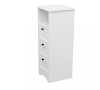 Mobiletto da ingresso casa in legno bianco con 3 cassetti e spazio superiore