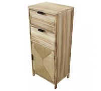 Mobiletto da interno casa con doppio cassetto e anta in legno di paulownia