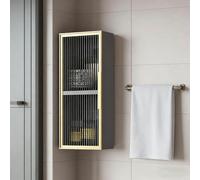 Mobiletto da parete in metallo a 2/3 ripiani con anta singola in vetro, organizer per trucchi a parete, armadietto per medicinali, per soggiorno, camera da letto, cucina(F Single door,Double layer)