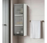 Mobiletto da parete in metallo a 2/3 ripiani con anta singola in vetro, organizer per trucchi a parete, armadietto per medicinali, per soggiorno, camera da letto, cucina(C Single door,Triple layer)