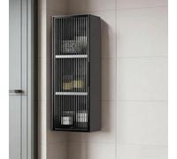 Mobiletto da parete in metallo a 2/3 ripiani con anta singola in vetro, organizer per trucchi a parete, armadietto per medicinali, per soggiorno, camera da letto, cucina(G Single door,Triple layer)