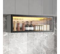 Mobiletto da parete in metallo con anta in vetro, organizer per trucchi, armadietto per medicinali, porta spezie stretto, per soggiorno, camera da letto, cucina, bagno, ingresso(D,80CM/31.4IN)