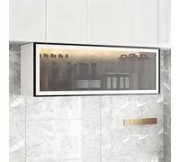 Mobiletto da parete in metallo con anta in vetro, organizer per trucchi, armadietto per medicinali, porta spezie stretto, per soggiorno, camera da letto, cucina, bagno, ingresso(A,50CM/19.6IN)