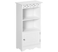 Mobiletto da terra e un Armadietto 2 Ripiani Anta in MDF Bianco Bagno